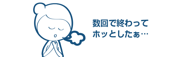 少回数で処置が終わってホッとしているイメージ